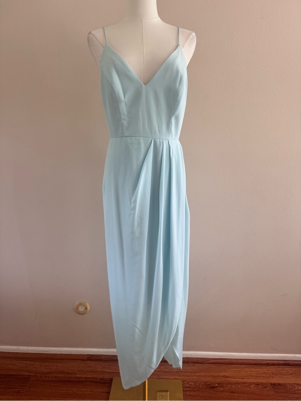 Aqua Light Blue Spaghetti-Strap Maxi Dress - Picture 1 of 8